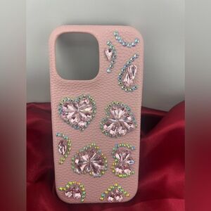 Pink Rhinestone Heart IPhone 16 Pro Max Case